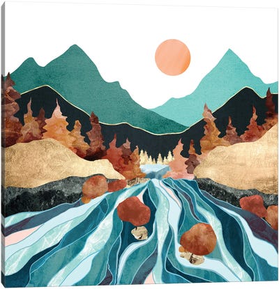 Blue River Canvas Art Print - Mountain Art - Stunning Mountain Wall Art & Artwork