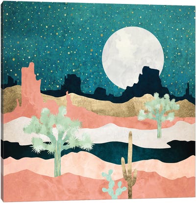 Desert Moon Vista Canvas Art Print - Full Moon Art
