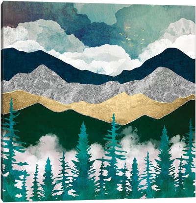 Misty Pines II Canvas Art Print - Pine Tree Art