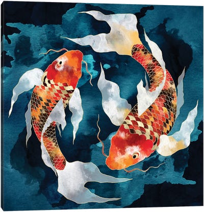 Metallic Koi II Canvas Art Print - Koi Fish Art