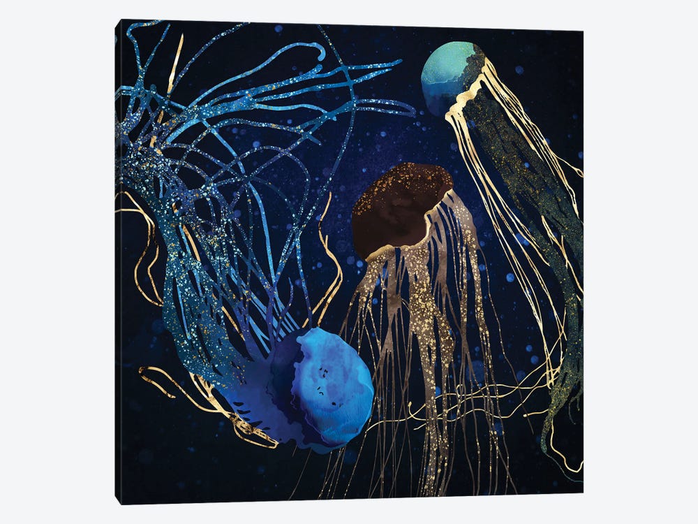 Metallic Jellyfish IV by SpaceFrog Designs 1-piece Canvas Print