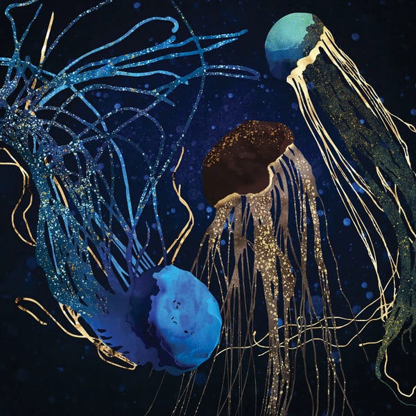 Glam Décor: Metallic Jellyfish IV by SpaceFrog Designs