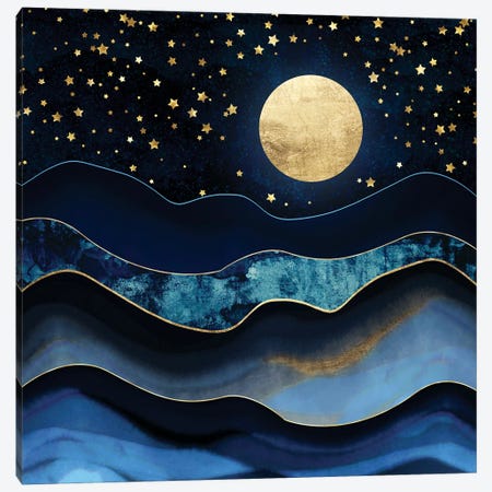 Golden Moon Canvas Print #SFD380} by SpaceFrog Designs Canvas Art