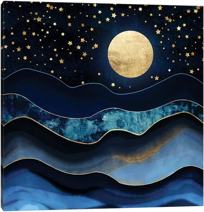 Golden Moon Canvas Art Print - Wave Art