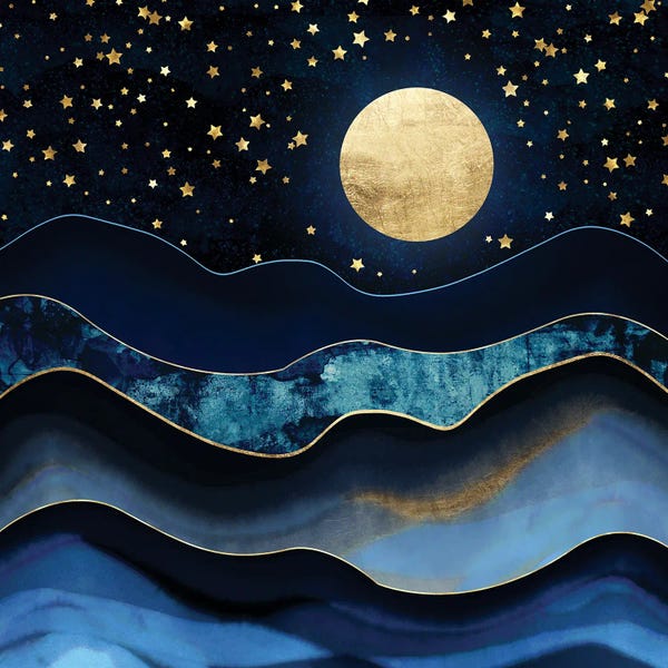 Large Modern Art - Canvas Prints: Golden Moon by SpaceFrog Designs