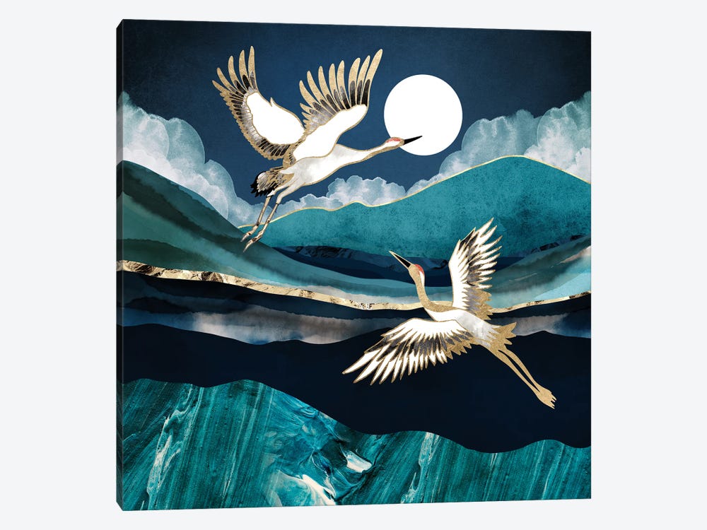 Midnight Cranes by SpaceFrog Designs 1-piece Canvas Art Print