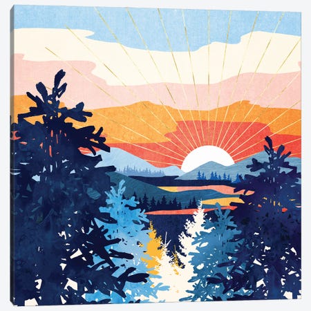 Sunset Lake Canvas Print #SFD390} by SpaceFrog Designs Art Print
