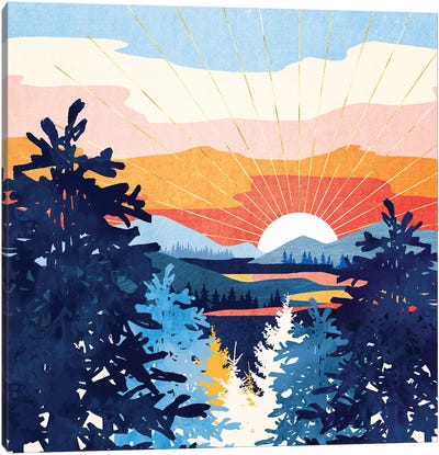 Sunset Lake Canvas Art Print - SpaceFrog Designs
