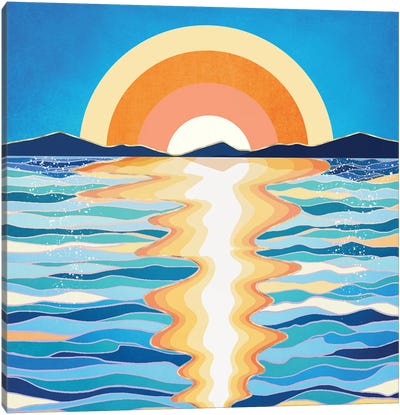 Retro Ocean Sun Canvas Art Print - SpaceFrog Designs