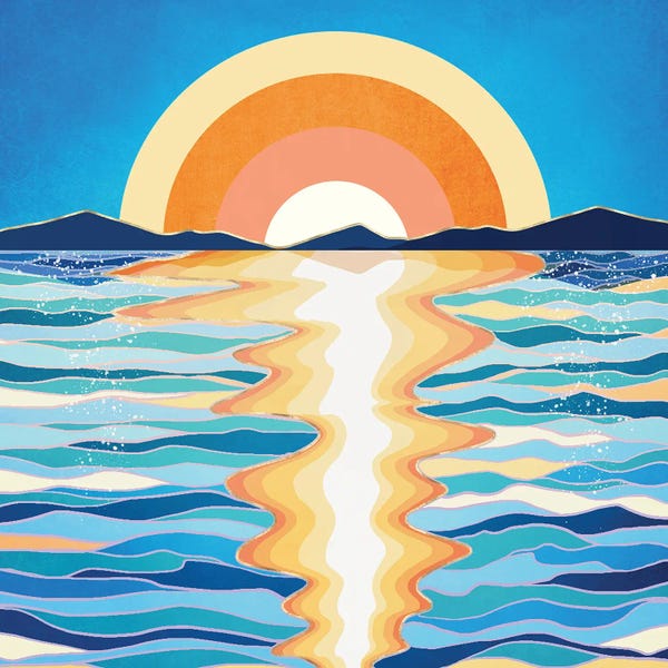 Coastal & Ocean Abstracts: Retro Ocean Sun by SpaceFrog Designs