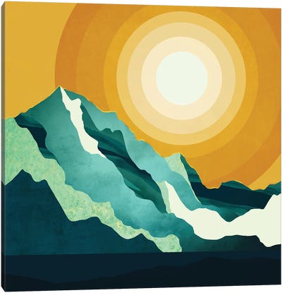 Retro Mountain Sunset Canvas Art Print - Seventies Nostalgia Art