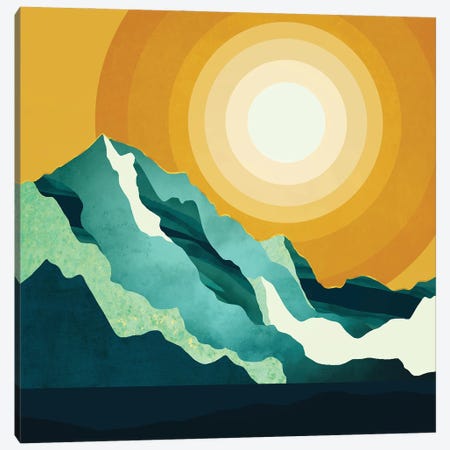 Retro Mountain Sunset Canvas Print #SFD394} by SpaceFrog Designs Canvas Art