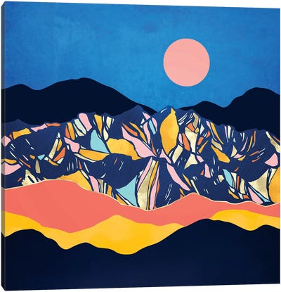 Blue Twilight Canvas Art Print - Mountain Sunrise & Sunset Art