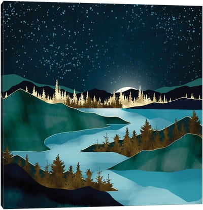 Autumn River Night Canvas Art Print - SpaceFrog Designs