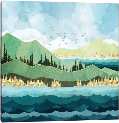 Autumn Shore Canvas Art Print - Mountain Sunrise & Sunset Art