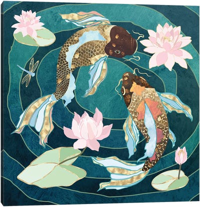 Metallic Koi III Canvas Art Print - Koi Fish Art