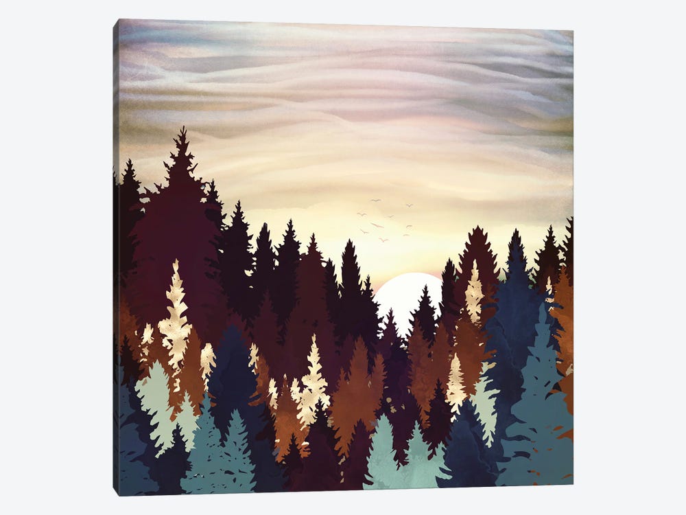 Autumn Forest Sunset by SpaceFrog Designs 1-piece Canvas Artwork