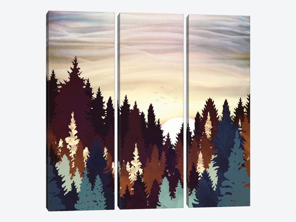 Autumn Forest Sunset by SpaceFrog Designs 3-piece Canvas Artwork