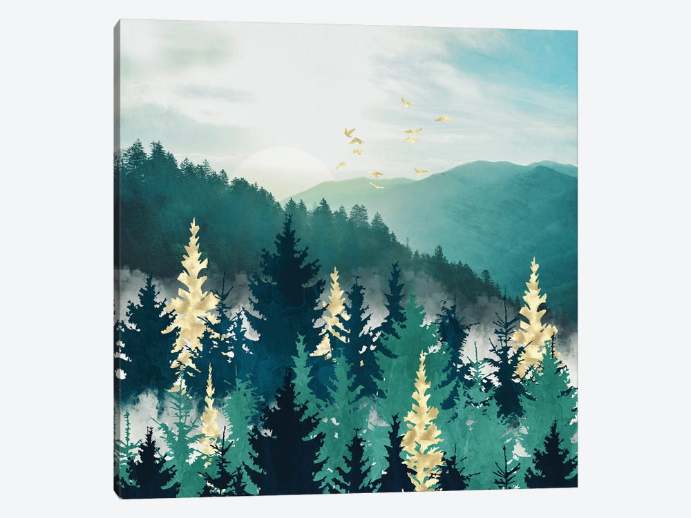 Blue Forest Mist 1-piece Canvas Art Print