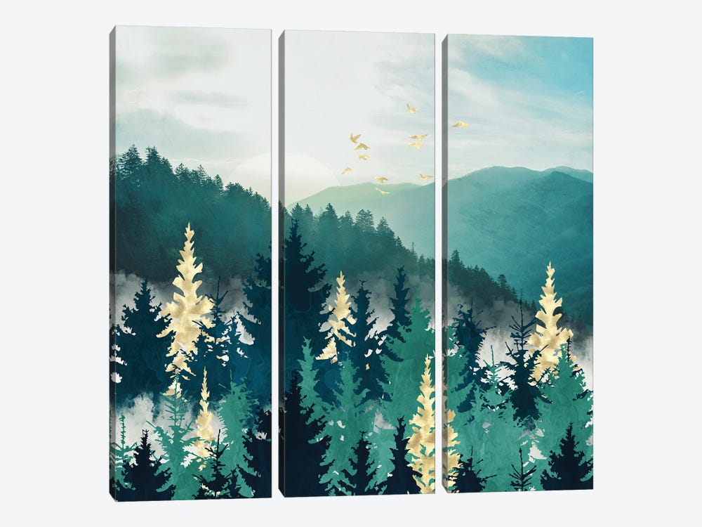 Blue Forest Mist 3-piece Canvas Art Print