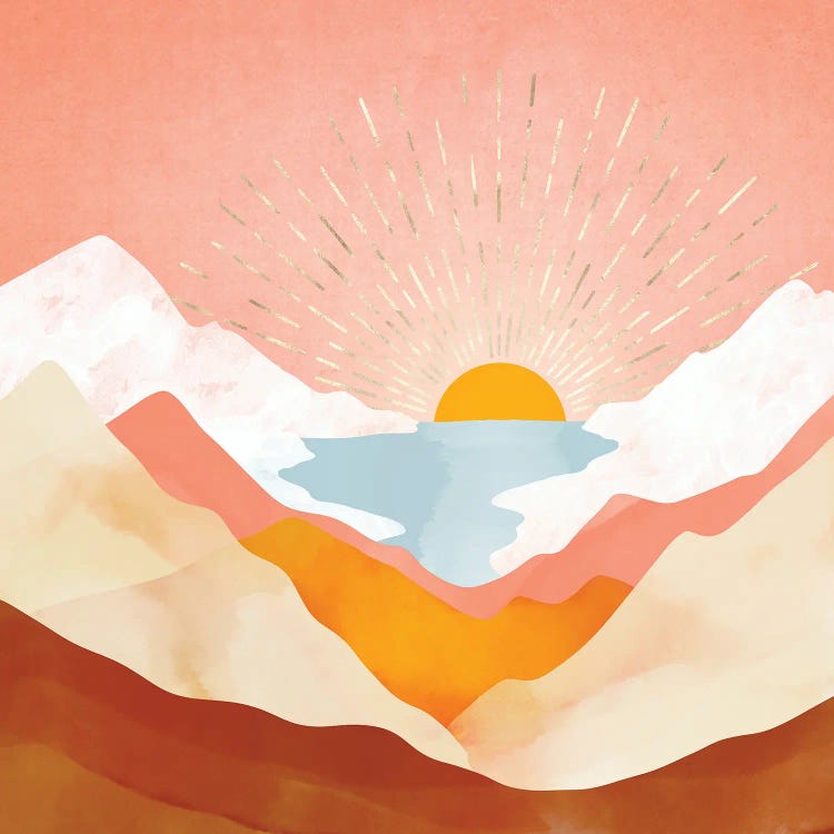 Retro Lake Sunset by SpaceFrog Designs wall art