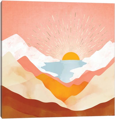 Retro Lake Sunset Canvas Art Print - SpaceFrog Designs