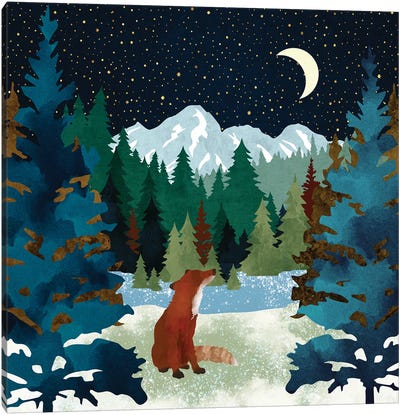 Winter Fox Vista Canvas Art Print - Winter Wonderland