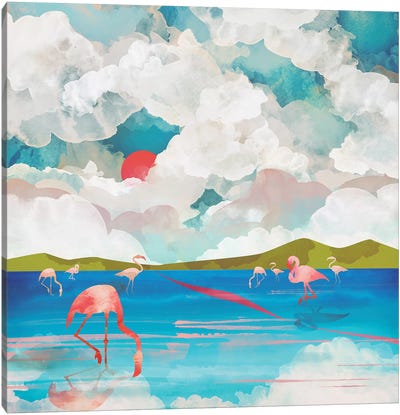 Flamingo Dream Canvas Art Print - Pantone Living Coral 2019