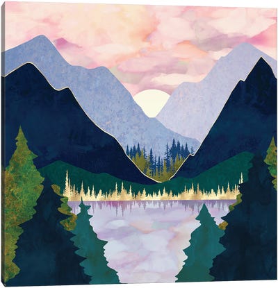 Winter Mountain Lake Canvas Art Print - SpaceFrog Designs