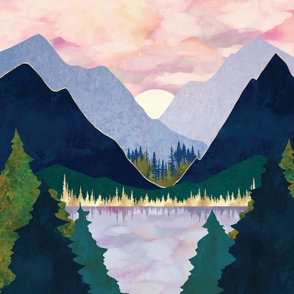 Blue & Gold: Winter Mountain Lake by SpaceFrog Designs