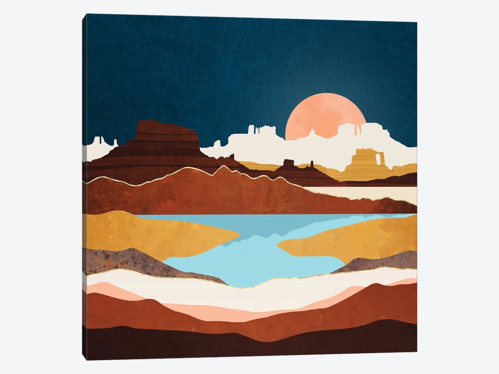 Desert Moon Lake by SpaceFrog Designs 1-piece Canvas Print