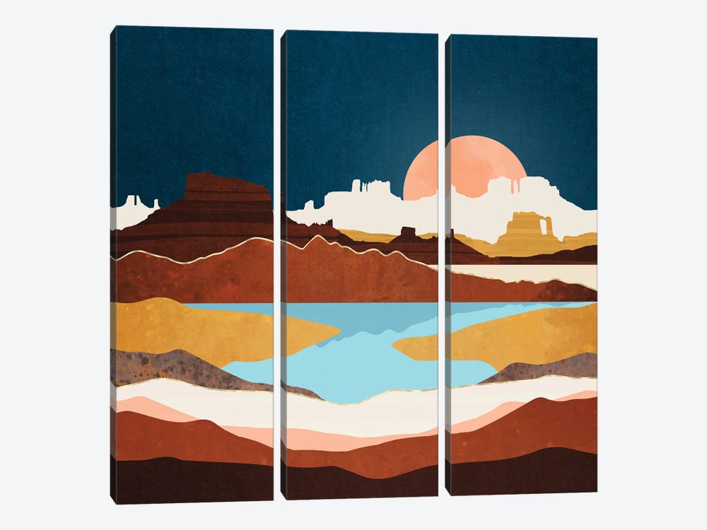 Desert Moon Lake by SpaceFrog Designs 3-piece Canvas Art Print