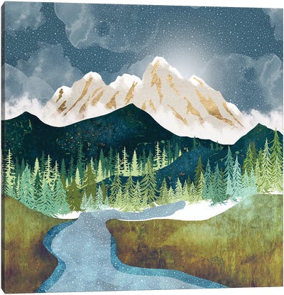 Mountain River Canvas Art Print - SpaceFrog Designs