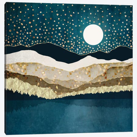 Starlit Mountain Lake Canvas Print #SFD425} by SpaceFrog Designs Canvas Artwork