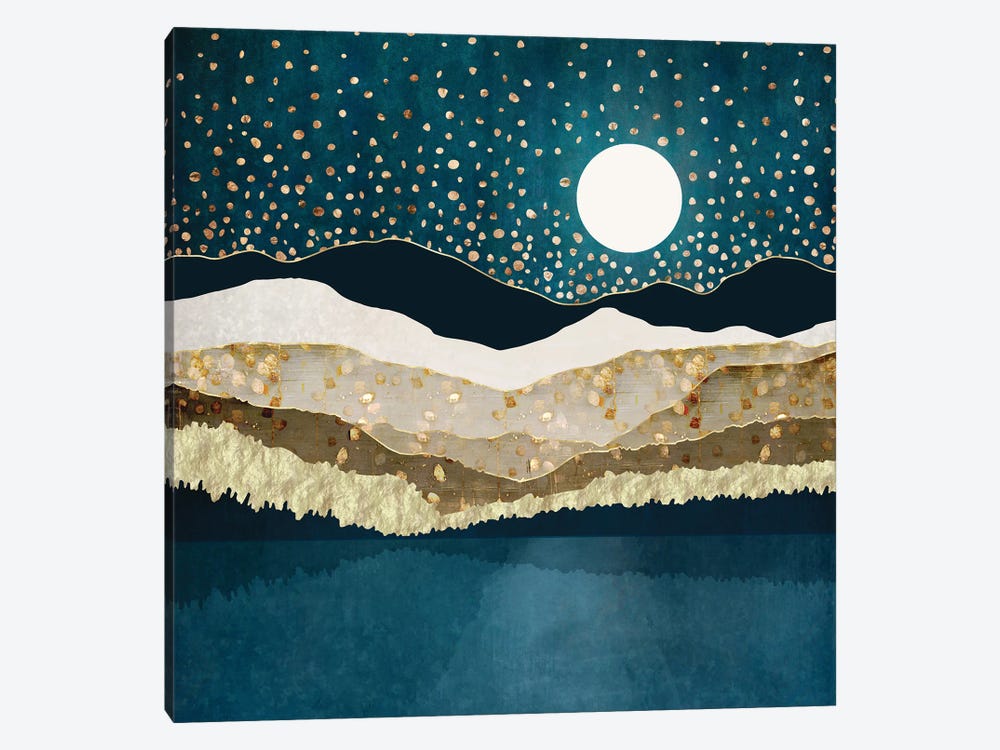 Starlit Mountain Lake by SpaceFrog Designs 1-piece Canvas Print