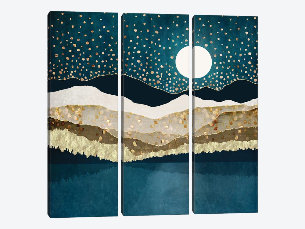 Starlit Mountain Lake by SpaceFrog Designs 3-piece Canvas Print