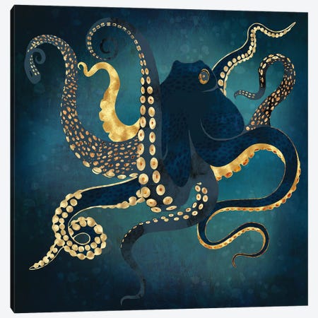 Metallic Octopus Iv Canvas Print #SFD426} by SpaceFrog Designs Canvas Art