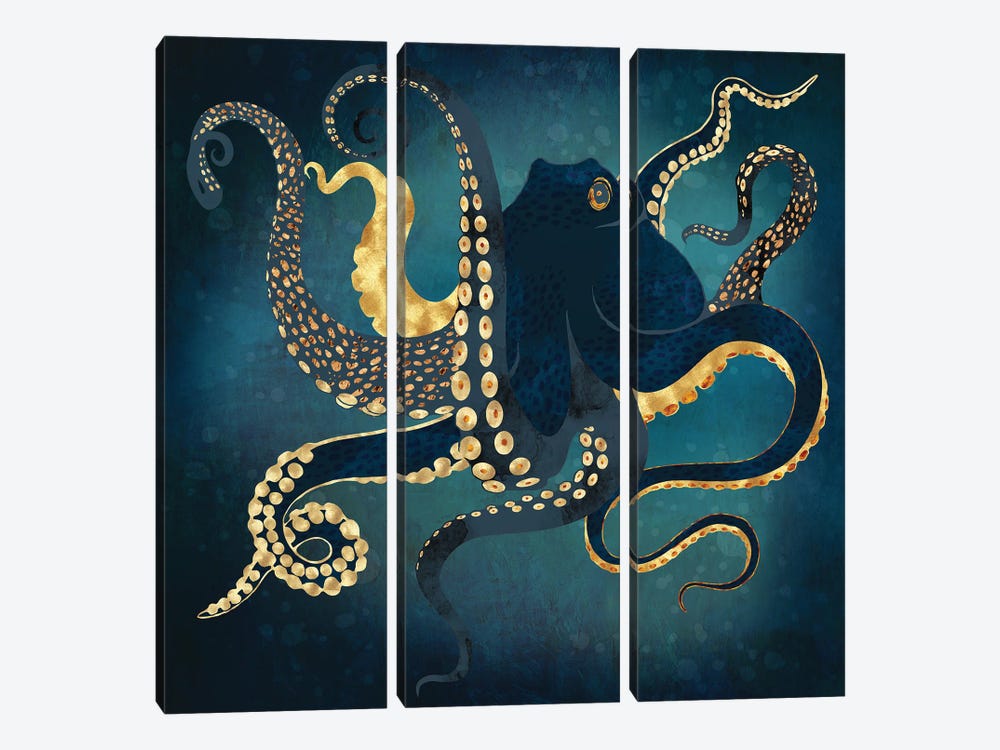 Metallic Octopus Iv by SpaceFrog Designs 3-piece Canvas Wall Art