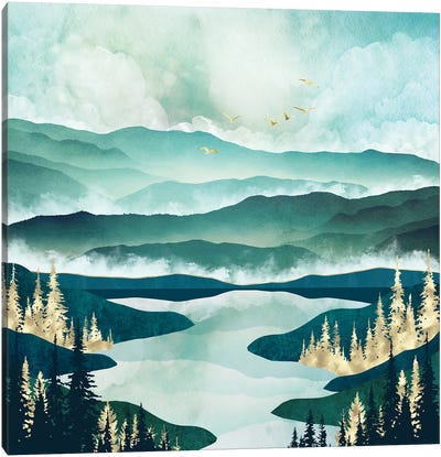 Misty Lake Canvas Art Print - SpaceFrog Designs