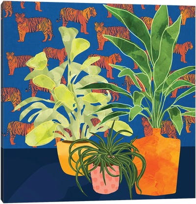 Plant Tiger Abstract Canvas Art Print - Plant Mom