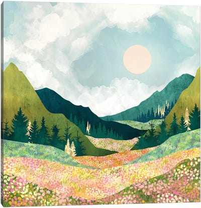 Spring Flower Vista Canvas Art Print - Garden & Floral Landscape Art