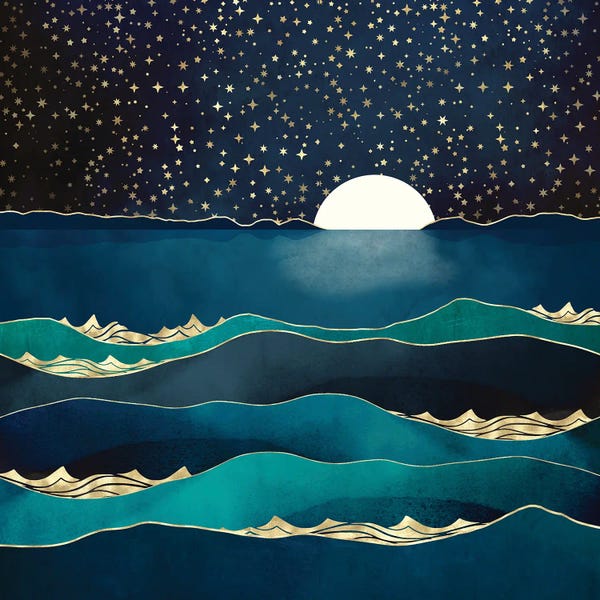 Blue & Gold: Moonlit Stars by SpaceFrog Designs