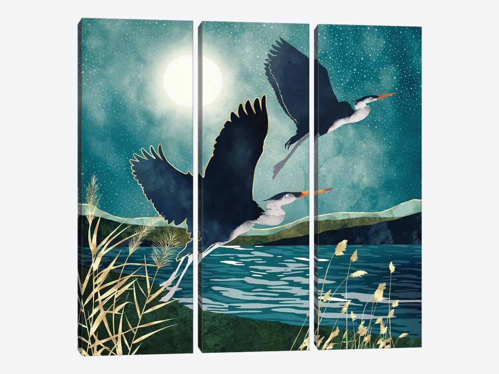 Evening Heron by SpaceFrog Designs 3-piece Canvas Art