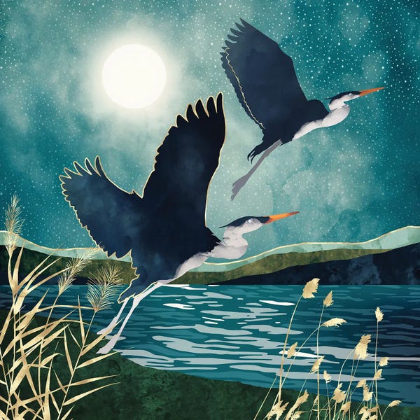 Large Modern Art - Canvas Prints: Evening Heron by SpaceFrog Designs