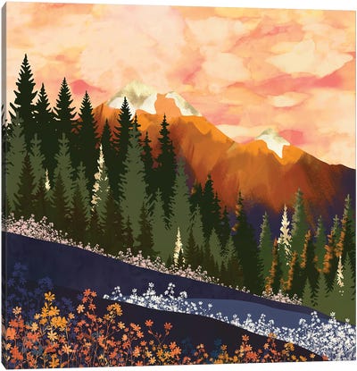 Mountain Dusk Canvas Art Print - Pine Tree Art