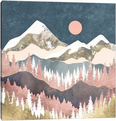 Winter Peaks Canvas Art Print - Sun Art