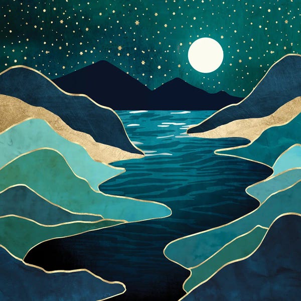Blue & Gold: Moon Water Vista by SpaceFrog Designs