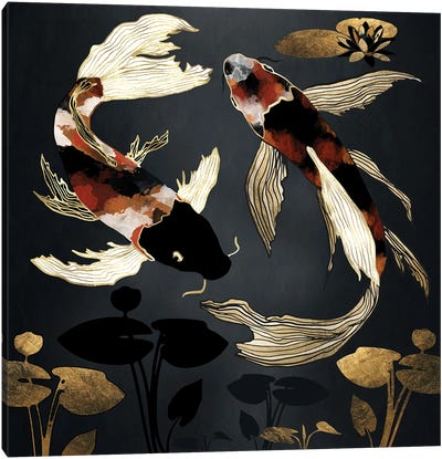 Metallic Koi IV Canvas Art Print - Fish Art