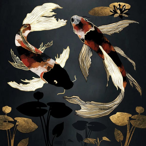 Zen Bedroom: Metallic Koi IV by SpaceFrog Designs