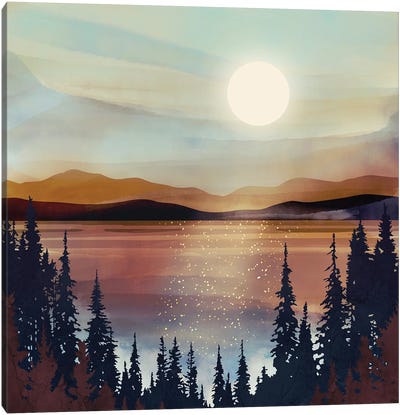 Summer Lake Sunset Canvas Art Print - Sunrise & Sunset Art